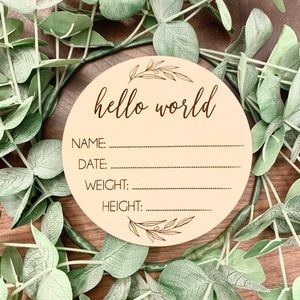 Baby Hello World Weight Birth Announcement Sign